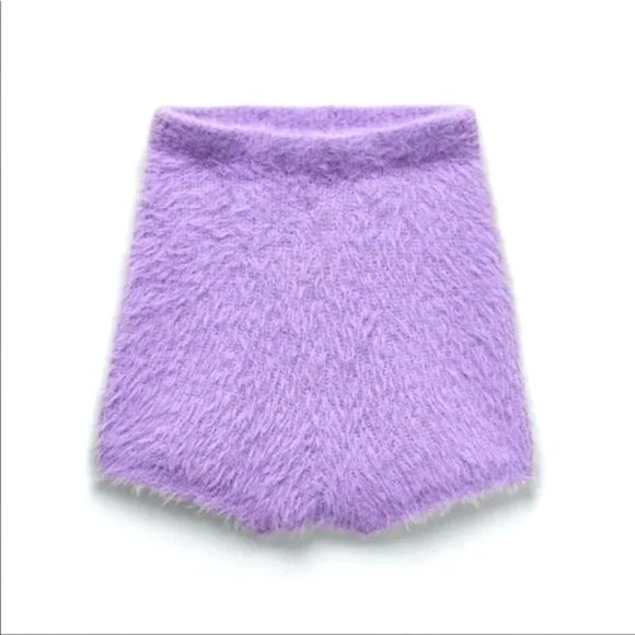 Zara Fuzzy High Waist Shorts - Picture 2 of 7